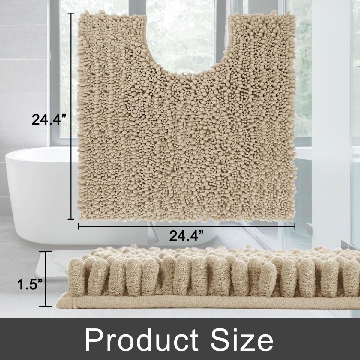 Yimobra Bathroom Rugs Non Slip Washable - Ultra Soft Absorbent Chenille Bath Mat, Quick Dry Shaggy Floor Carpet for Tub Shower, Gray Home Decor Accessories, 24x17 Inch - Homesidy.com