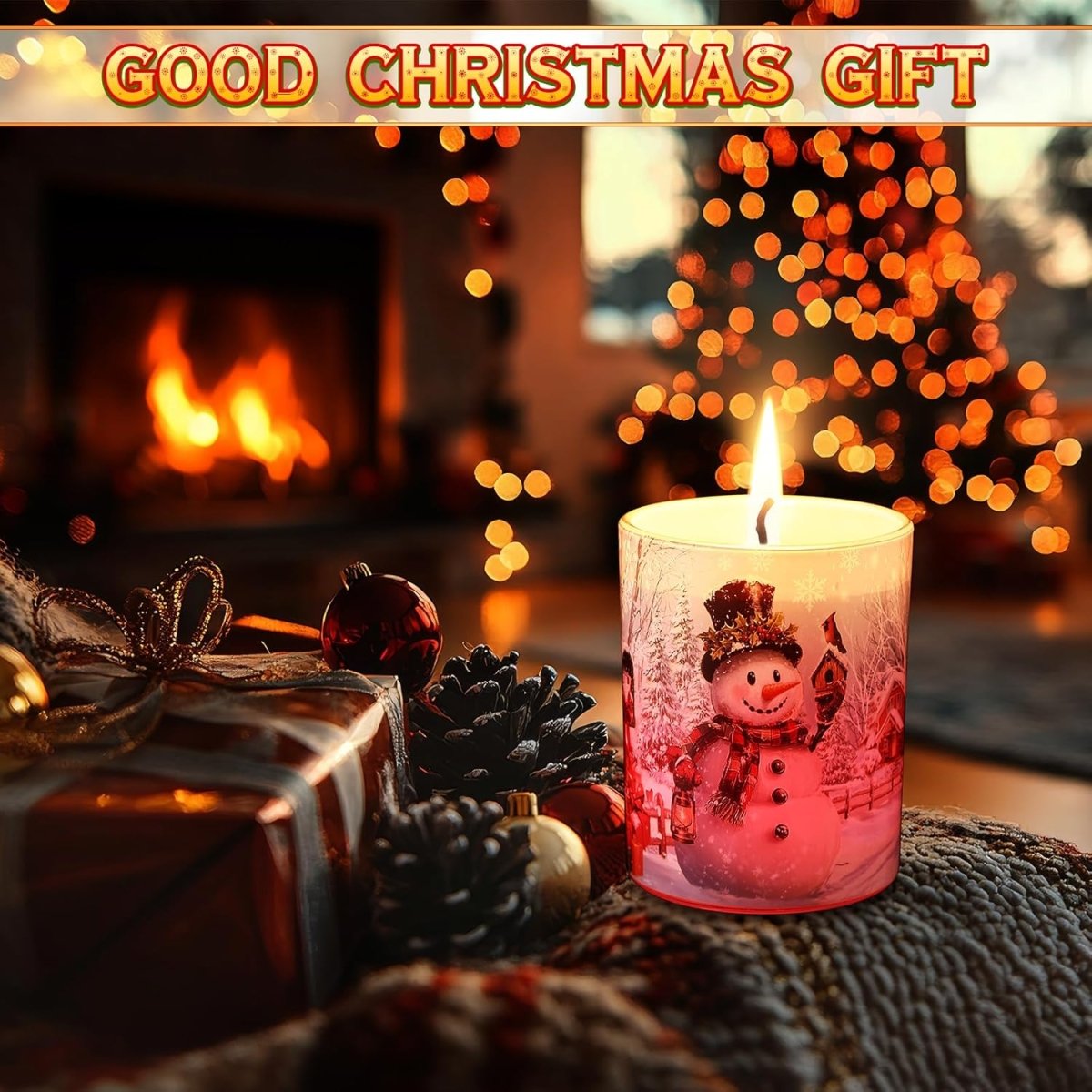 Electricwise Christmas Scented Candle Gift Set for Women, LED Xmas Candles Can Change Into 7 Colors, Winter Candle with 7.6oz Soy Wax Fir Holiday Candles for Christmas Women Gift(Snowman) - Homesidy.com