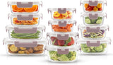 JoyJolt 24pc Borosilicate Glass Storage Containers with Lids | 12 Airtight/Freezer Safe Food Storage Containers for Pantry and Kitchen | Meal Prep Container for Lunch | Glass Tupperware Set - Homesidy.com