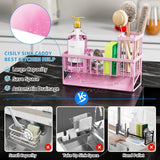 Cisily Kitchen Sink Caddy Organzier with High Brush Holder, Sponge Holder for Sink, 304 Rustproof Stainless, Kitchen Countertop Soap Dispenser Organizer, Kitchen Decor and Accessories - Homesidy.com