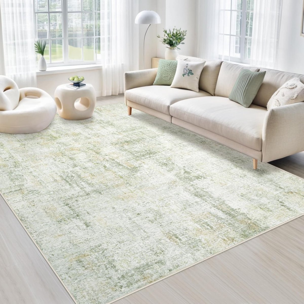 Area Rugs 6x9 Living Room: Washable Rug Modern Abstract Large Rug Soft Non Slip Neutral Rugs Stain Resistant Indoor Carpet for Bedroom Kitchen Dining Room Table Nursery Home Office Rugs(Beige,6x9) - Homesidy.com