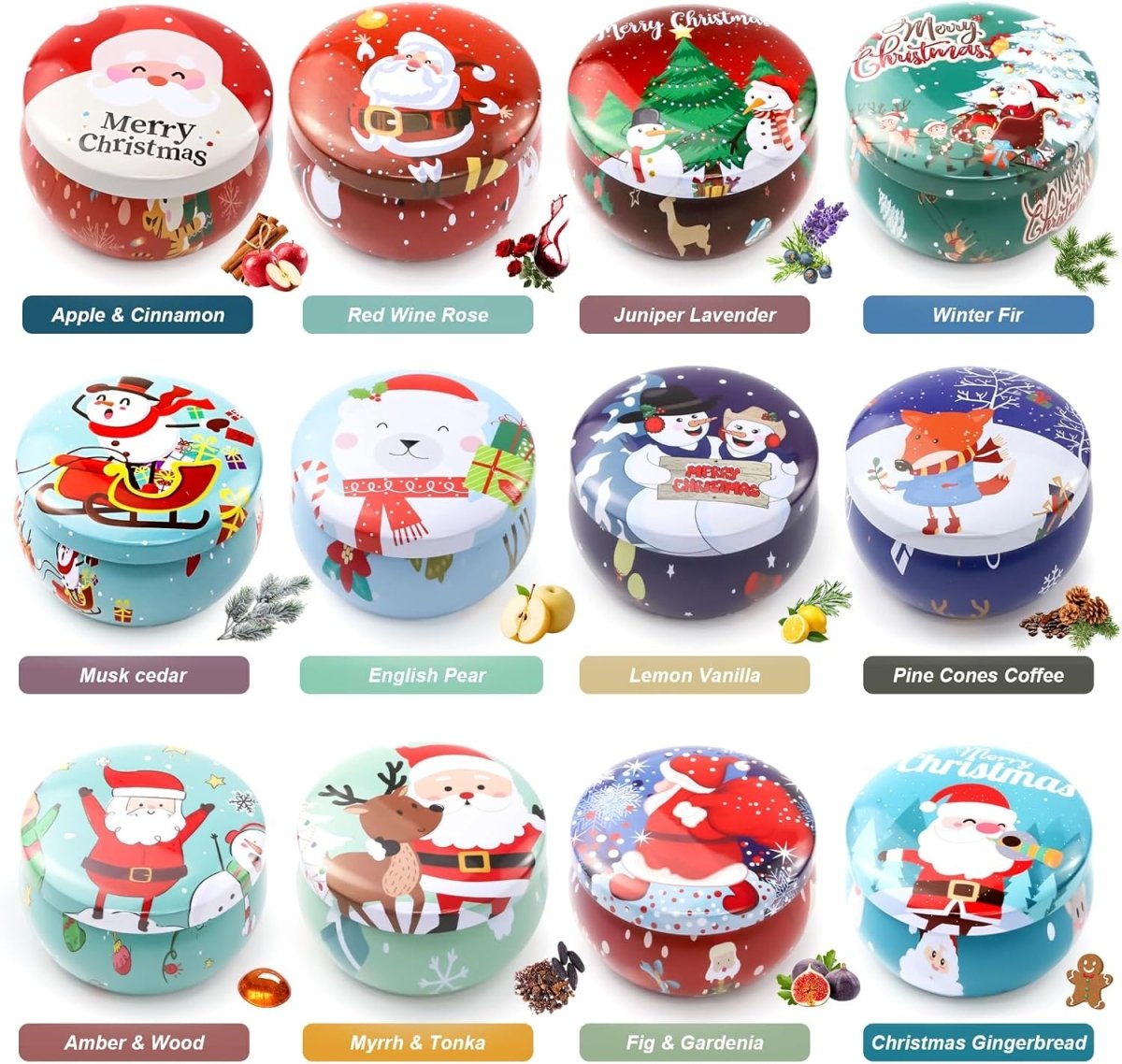 Christmas Candle Set, 6 Pack Candles for Home Scented, Aromatherapy Jar Candle Gifts for Women, Natural Soy Wax Long Lasting Glass Candle Set, Scented Candles for Christmas, Birthday, Thanksgiving Day - Homesidy.com