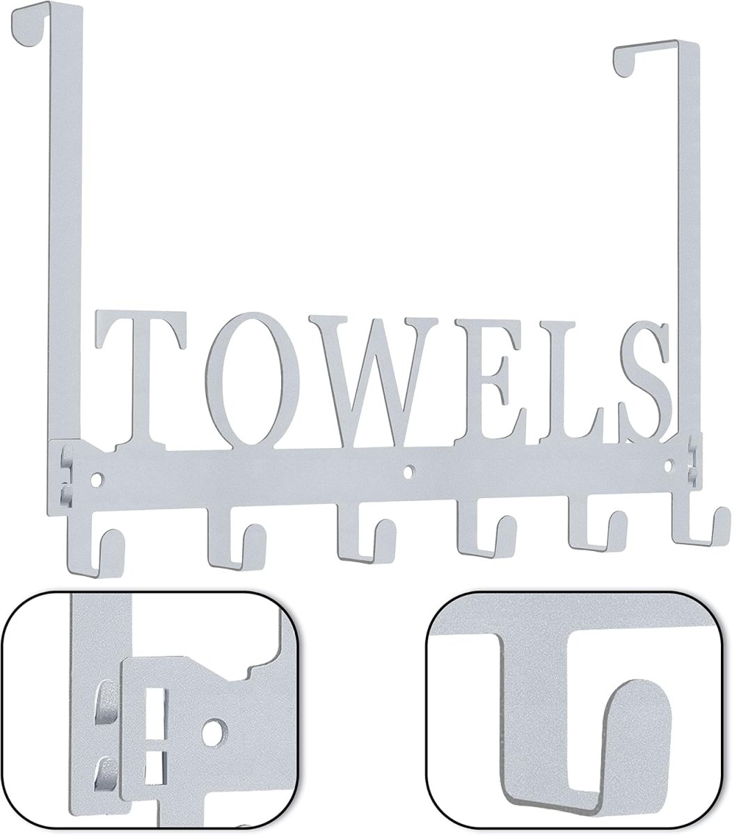 Kuhome Over The Door Hooks, Towel Holder for Bathroom, Door Mount Towel Rack Towel Hooks for Bedroom Beach Towels Bathrobe Wall Mount Hang on The Door Cabinet Cupboard Metal Sandblasted (Black) - Homesidy.com