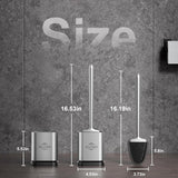 Sellemer Toilet Brush and Holder Set - Flexible Toilet Bowl Brush Head with Silicone Bristles, Compact Size for Storage and Organization, Ventilation Slots Base (1 Pack, Silver) - Homesidy.com