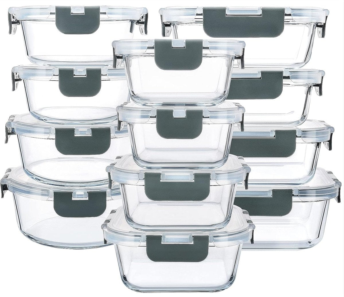 M MCIRCO 24 - Piece Glass Food Storage Containers with Upgraded Snap Locking Lids,Glass Meal Prep Containers Set - Airtight Lunch Containers, Microwave, Oven, Freezer and Dishwasher - Homesidy.com