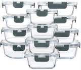 M MCIRCO 24 - Piece Glass Food Storage Containers with Upgraded Snap Locking Lids,Glass Meal Prep Containers Set - Airtight Lunch Containers, Microwave, Oven, Freezer and Dishwasher - Homesidy.com
