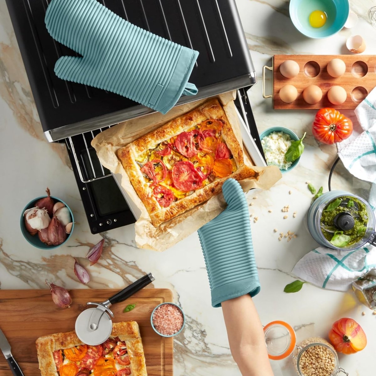 KITCHENAID Ribbed Soft Silicone Oven Mitt 2 - Pack Set, 7.5&34;x13&34;, Milkshake - Homesidy.com