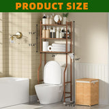 GloTika 3 - Tier Over The Toilet Storage, Space Saver Metal Bathroom Shelves, Freestanding Above Over Toilet Storage Shelf with 4 Hooks for Bathroom, Black - Homesidy.com