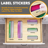 SpaceAid Bag Storage Organizer for Kitchen Drawer, Bamboo Organizer, Compatible with Gallon, Quart, Sandwich and Snack Variety Size Bag (1 Box 4 Slots) - Homesidy.com