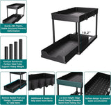 DEKAVA Under Sink Organizer 2 Pack, Bathroom Cabinet Organizer, 2 Tier Sliding Cabinet Basket Organizer Drawer, Multi - Purpose Bath Collection Baskets for Bathroom (Black) - Homesidy.com