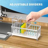 Cisily Black Sponge Holder for Kitchen Sink, Sink Caddy Organizer with High Brush Holder, Kitchen Countertop Organizers and Storage Essentials, Rustproof 304 Stainless Steel, Soap Dispenser Organize - Homesidy.com
