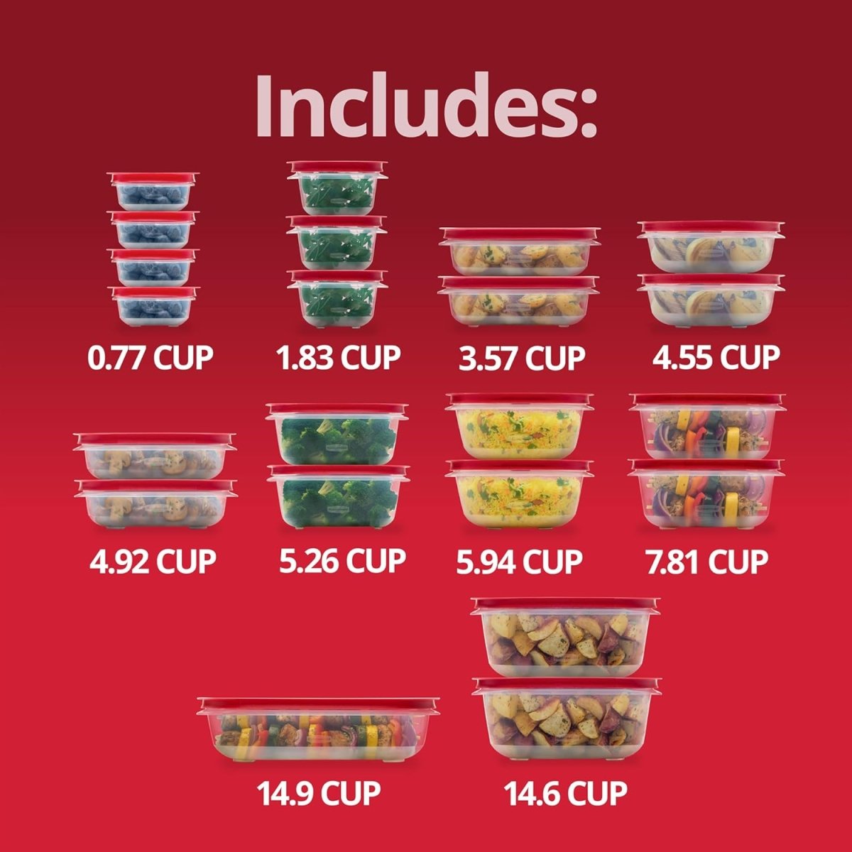 Rubbermaid 16 - Piece BPA - Free Plastic Food Storage Set, Red Vented Lids - Microwave, Dishwasher Safe: Perfect for Meal Prep, Leftovers, and Kitchen Organization - Homesidy.com
