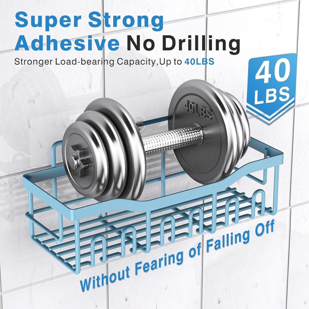 EUDELE Adhesive Shower Caddy, 5 Pack Rustproof Stainless Steel Bath Organizers With Large Capacity, No Drilling Shelves for Bathroom Storage &amp; Home Decor - Homesidy.com