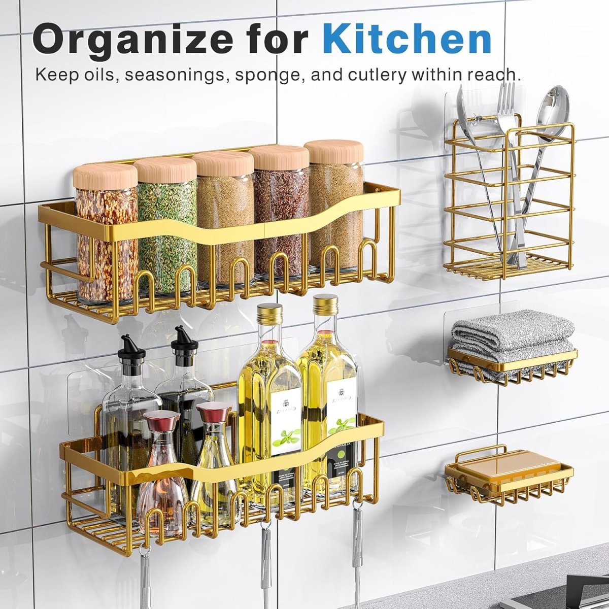 EUDELE Adhesive Shower Caddy, 5 Pack Rustproof Stainless Steel Bath Organizers With Large Capacity, No Drilling Shelves for Bathroom Storage &amp; Home Decor - Homesidy.com