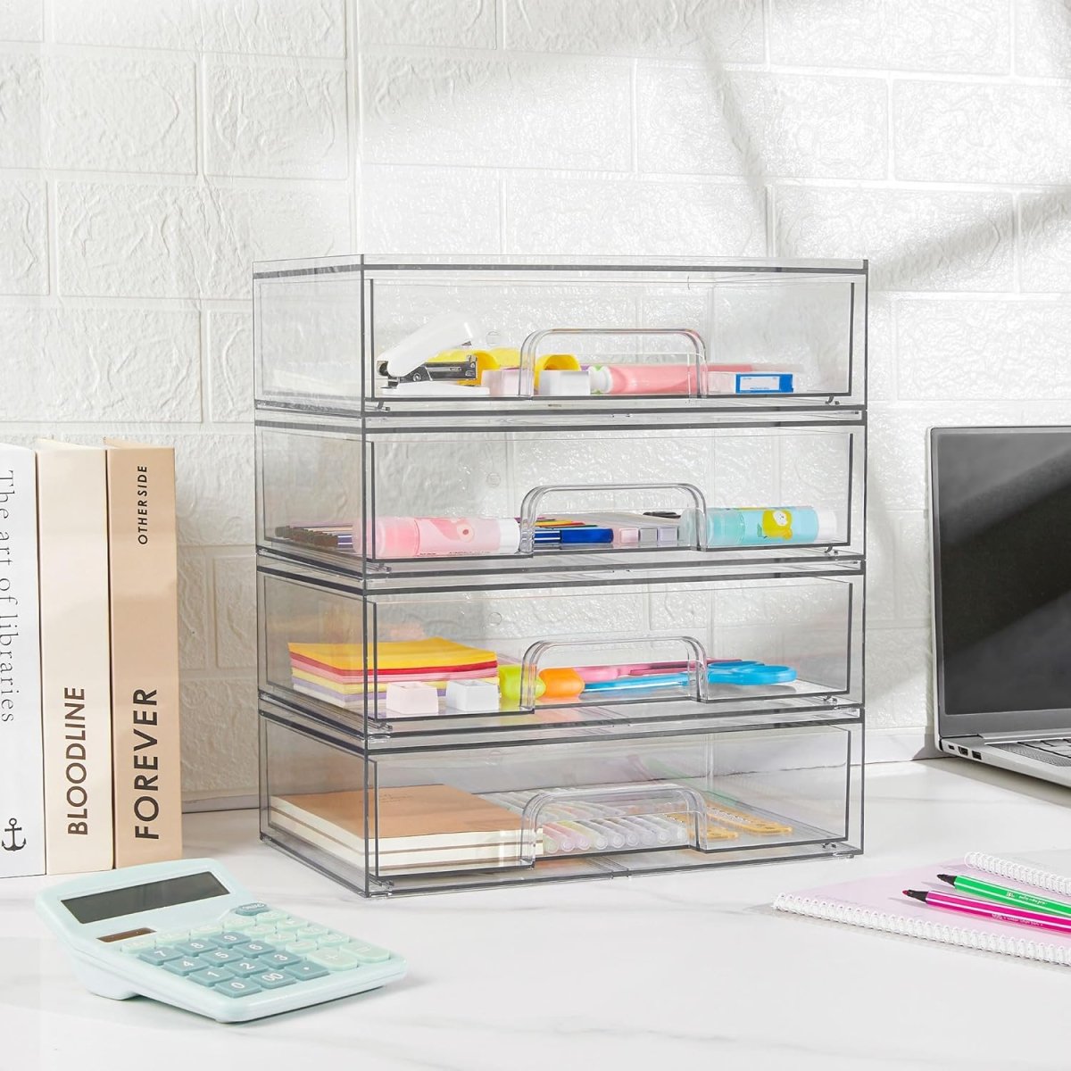 Vtopmart 12.1W Clear Stackable Storage Drawers,2 Pack Acrylic Plastic Organizers Bins for Makeup Palettes, Cosmetics, and Beauty Supplies,Ideal for Vanity, Bathroom,Cabinet,Desk Organization - Homesidy.com