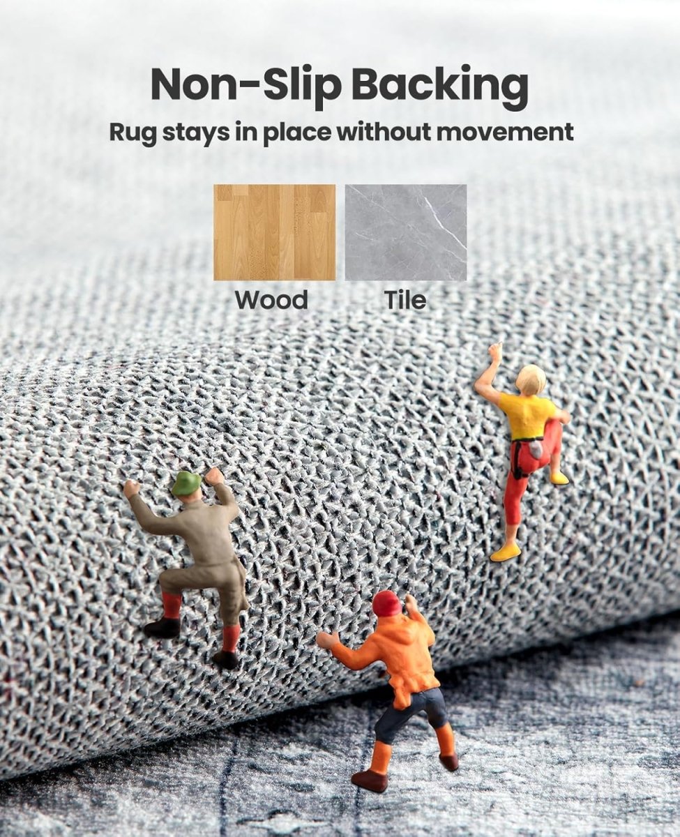 AMADA HOMEFURNISHING 8x10 Washable Area Rug, Low - Profile Large Area Rug with Non - Slip Backing &amp; Durable Edge Binding, Vintage Large Rugs for Living Room, Bedroom, Dinning Room - Homesidy.com