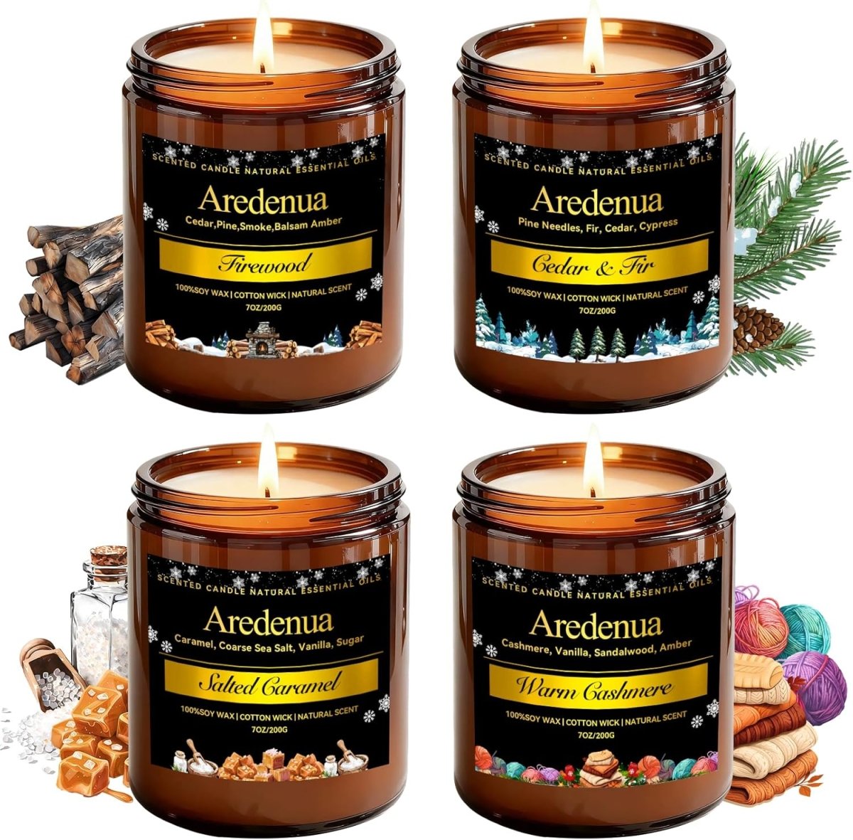 Christmas Candles - Christmas Spice Candle | 7 oz Soy Candles with Warm Cinnamon, Clove &amp; Nutmeg Aroma | Holiday Scented Candle, Cozy Winter Candle Gift for Men &amp; Women - Homesidy.com