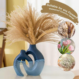 Lvases Snuggle Hollow Ceramic Vase Set of 2, Nordic Modern Boho ins Style Decorative Ceramic Aesthetic Flower Vase for Home Decor (Milky White W 6.3&34; X H 8.4&34;) - Homesidy.com