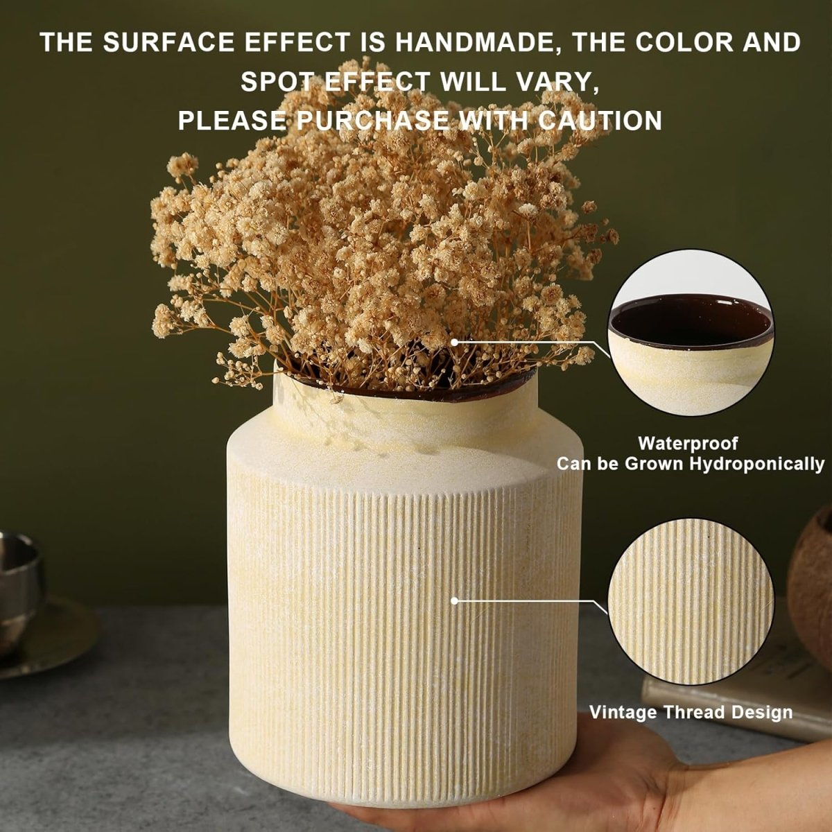 Rustic Vases for Home Decor. Ceramic Vase for Dining Table Decor. Terracotta Decorative Vase 6.1IN. ZSHLXM - Homesidy.com