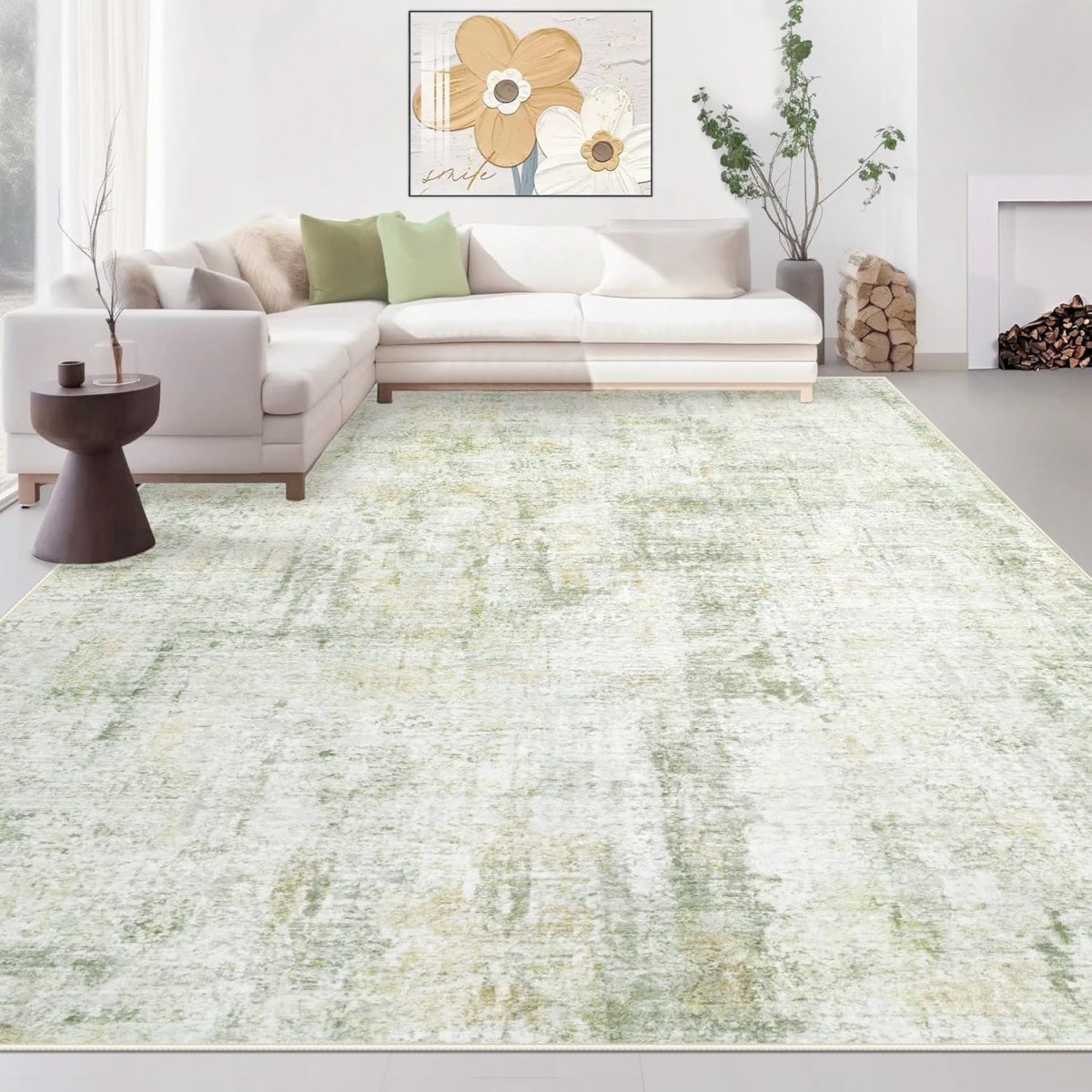 Area Rugs 6x9 Living Room: Washable Rug Modern Abstract Large Rug Soft Non Slip Neutral Rugs Stain Resistant Indoor Carpet for Bedroom Kitchen Dining Room Table Nursery Home Office Rugs(Beige,6x9) - Homesidy.com