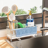 Cisily Black Sponge Holder for Kitchen Sink, Sink Caddy Organizer with High Brush Holder, Kitchen Countertop Organizers and Storage Essentials, Rustproof 304 Stainless Steel, Soap Dispenser Organize - Homesidy.com