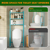 GloTika 3 - Tier Over The Toilet Storage, Space Saver Metal Bathroom Shelves, Freestanding Above Over Toilet Storage Shelf with 4 Hooks for Bathroom, Black - Homesidy.com