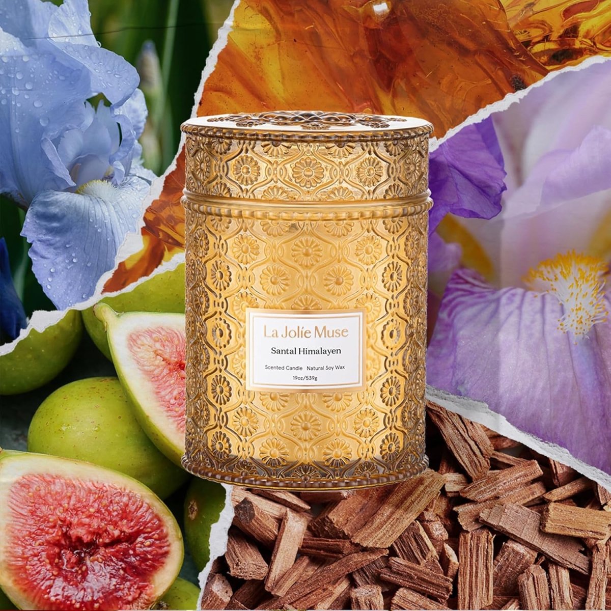 LA JOLIE MUSE Sahara Amber Candle – Bergamot, Clove &amp; Amber | 12 oz Large 2 - Wick Soy Wax Candle | 60 Hours Clean Burn | Gift - Ready for Hosts &amp; Gatherings | Elegant Home Décor - Homesidy.com