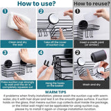 TAILI Shower Caddy Suction Cup 2 Pack with Hooks &amp; Soap holder, Heavy Duty Shower Organizer for Bathroom, No Drilling Bathroom Organizer with Large Capacity, Black Metal Storage Basket - Homesidy.com
