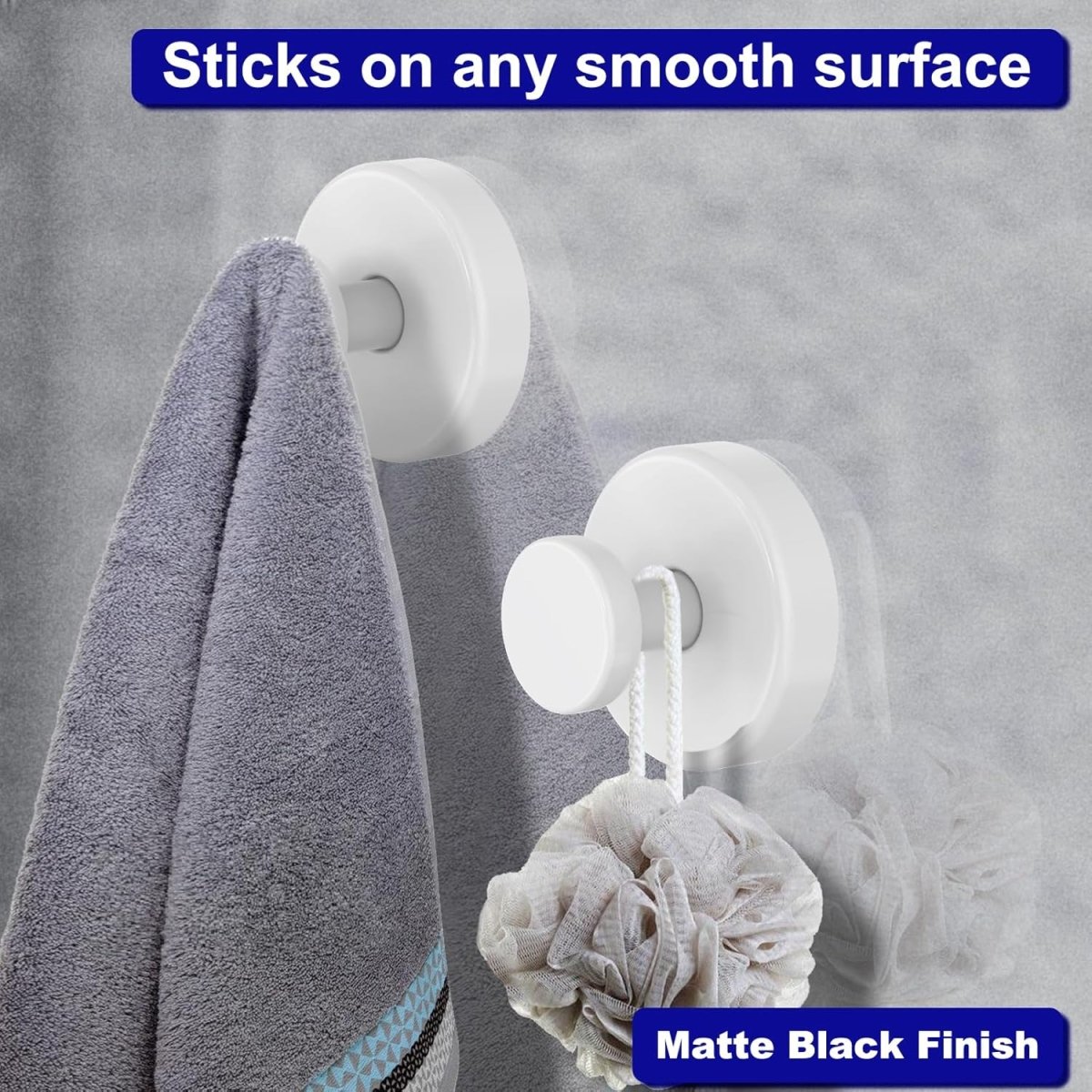 Bntuk Suction Cup Hooks for Shower, Removable Towel Hooks for Bathroom Window Glass Door Wall, Bath Robe Looafh Wreath Hook for Hanging - 2 Pack, Black - Homesidy.com