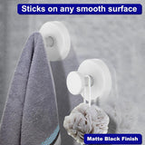 Bntuk Suction Cup Hooks for Shower, Removable Towel Hooks for Bathroom Window Glass Door Wall, Bath Robe Looafh Wreath Hook for Hanging - 2 Pack, Black - Homesidy.com