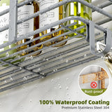 Shower Caddy, Adhesive Shower Organizer with Soap Dish and 4 Hooks, Rustproof Stainless Steel Shower Shelves, Wall Mounted No Drilling Storage Shelf Basket Accessories for Bathroom &amp; Kitchen - Homesidy.com