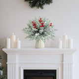 Watayo 60 Pcs Christmas Artificial Pine Branches with Red Berry Stems, 10.5&34; Faux Evergreen Norfolk Pine Cypress Leaves Stems, Fake Foliage Pine Needles Picks for DIY Craft Garland Home Decor - Homesidy.com