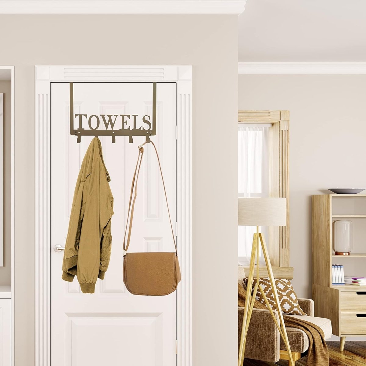 Kuhome Over The Door Hooks, Towel Holder for Bathroom, Door Mount Towel Rack Towel Hooks for Bedroom Beach Towels Bathrobe Wall Mount Hang on The Door Cabinet Cupboard Metal Sandblasted (Black) - Homesidy.com