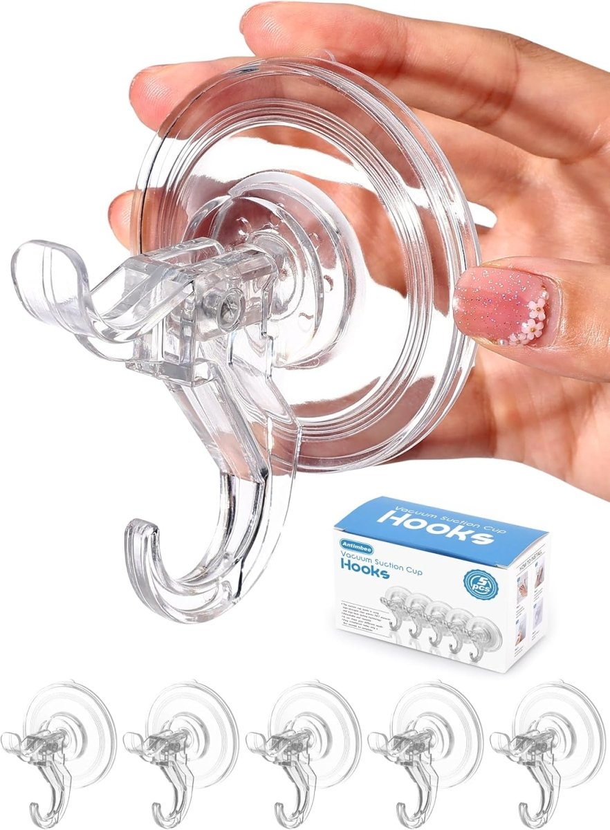 Antimbee 3 Pack Suction Cup Hooks, Clear Suction Cup Hanger, Removable Small Suction Cups for Shower, Bathroom, Glass, Door, Windows, Kitchen - Max Hanging up to 11 lbs on Smooth Surface - Homesidy.com