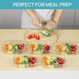 Vtopmart 5Pack 22oz Glass Storage Containers with Lids, Glass Meal Prep Food Container Sets with Snap Airtight Lids for Microwave, Oven, Freezer and Dishwasher, Grey - Homesidy.com