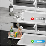 Cisily Black Sponge Holder for Kitchen Sink, Sink Caddy Organizer with High Brush Holder, Kitchen Countertop Organizers and Storage Essentials, Rustproof 304 Stainless Steel, Soap Dispenser Organize - Homesidy.com