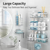 Liuoud 5 Pack Shower Caddy Organizer Rack Shelf for Inside Shower, Adhesive Bathroom Wall Storage Basket Rustproof Stainless Steel Shampoo Holder, Girly Bathroom Accessory Decor Set, Pink - Homesidy.com