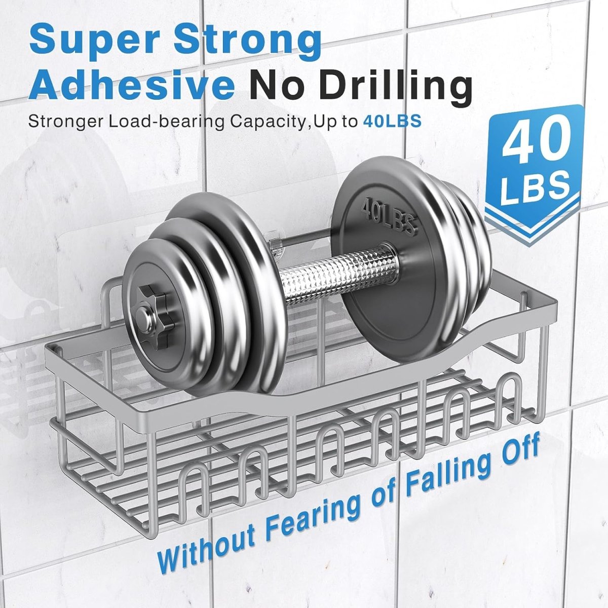 EUDELE Adhesive Shower Caddy, 5 Pack Rustproof Stainless Steel Bath Organizers With Large Capacity, No Drilling Shelves for Bathroom Storage &amp; Home Decor - Homesidy.com