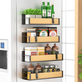 HuggieGems Metal 4 Pack Magnetic Spice Storage Rack Organizer for Refrigerator and Oven, Black Fridge Organizers and Storage - Homesidy.com