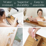Premium Nature Shed Bathtub Tray for Freestanding Bath | Large &amp; Thick 35” Acacia Wood Luxury Bath Tray for Tub | Anti - Tip, Non - Toxic, Adjustable Bathtub Trays for Tub with Bathroom Accessories Holder - Homesidy.com