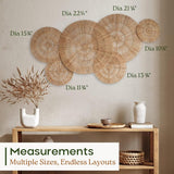 CHI AN HOME Wicker 23 Inch Jute Wall Decor Baskets, Set of 6 Extra Large Woven Jute Wall Plates, 23&34;,21&34;,15&34;,13&34;,12,10&34;, Decorative Baskets for Wall Arts, Wall Hanging for Bedroom, Living Room, Office - Homesidy.com