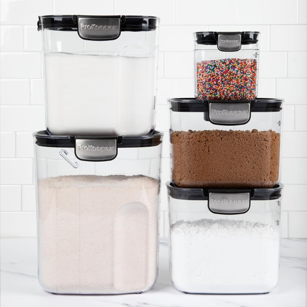 ProKeeper 9 - Piece Airtight Food Storage Container Set – Clear Plastic Flour and Sugar Canister Set with Magnetic Accessories for Kitchen Organization (Grey, 9 - Piece) - Homesidy.com