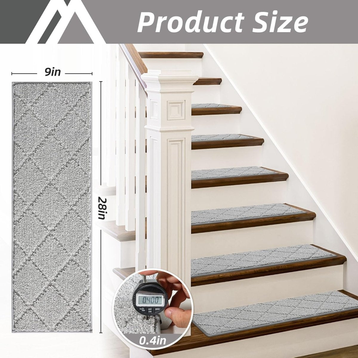 COSY HOMEER Edging Stair Treads Non - Slip Carpet Mat 28inX9in Indoor Stair Runners for Wooden Steps, Edging Stair Rugs for Kids and Dogs, 100% Polyester TPE Backing (15pc, Beige) - Homesidy.com