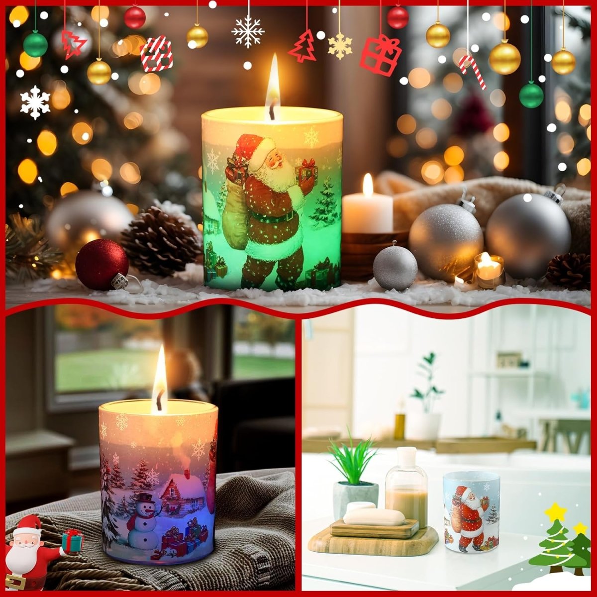 Electricwise Christmas Scented Candle Gift Set for Women, LED Xmas Candles Can Change Into 7 Colors, Winter Candle with 7.6oz Soy Wax Fir Holiday Candles for Christmas Women Gift(Snowman) - Homesidy.com