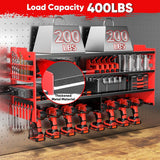 POKIPO Large Power Tool Organizer Wall Mount with Charging Station,4 Layer Heavy Duty Metal Tool Storage Rack Loads 600lbs with 8 Cordless Drill Holder,Battery Utility Rack Loads with 4 Power Strip - Homesidy.com