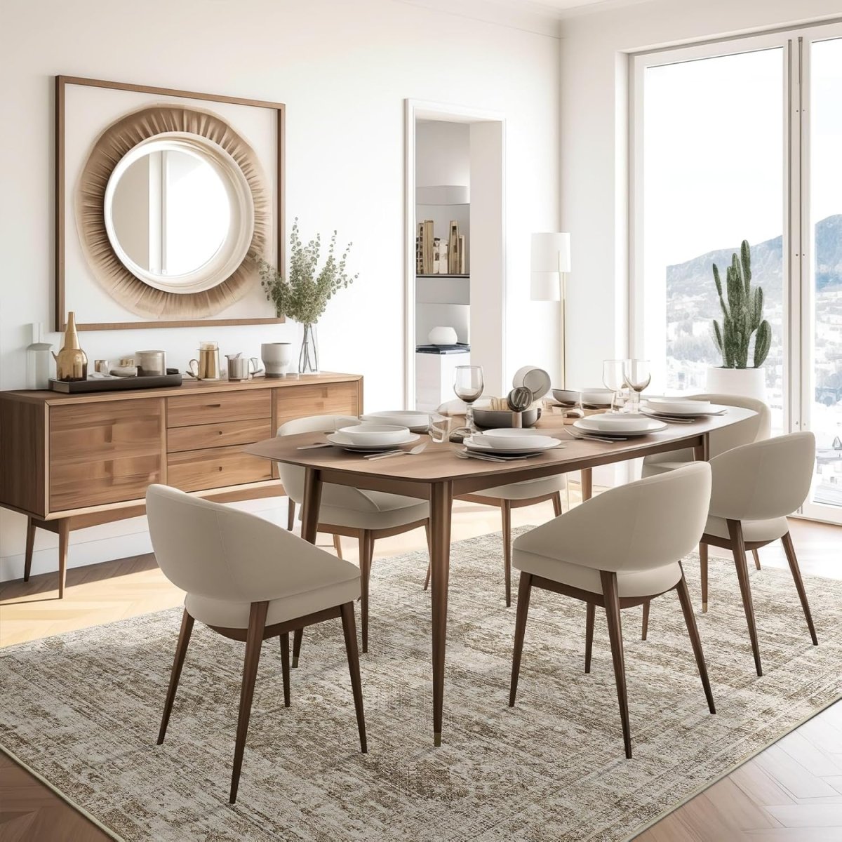 Soalmost Washable Area Rug 8x10, Large Soft Rugs for Living Room Vintage Beige Carpet 8x10 Area Rugs for Bedroom Dining Room Non - Slip Stain Resistant Under Table Rug - Homesidy.com