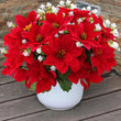 MOIAVAN 12 Bunches Poinsettias Artificial Christmas Flowers for Outdoors,14 Fake Red Poinsettias Faux Eucalyptus Plants UV Resistant for Home Planters Garden Porch Christmas Winter Spring Décor - Homesidy.com