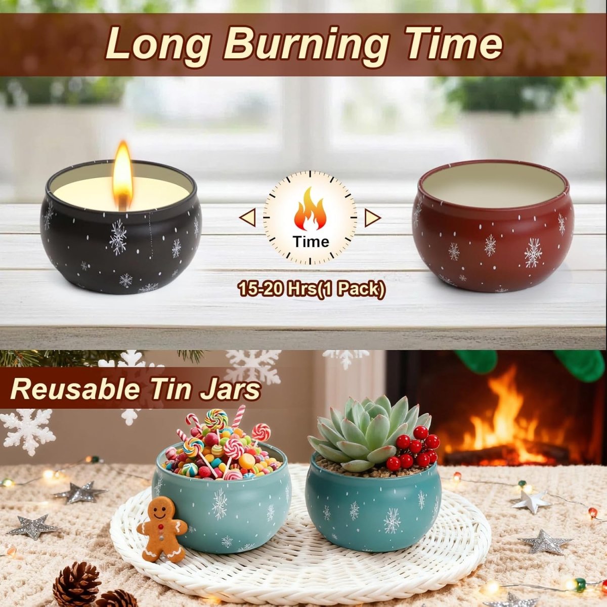 Christmas Candle Set, 6 Pack Candles for Home Scented, Aromatherapy Jar Candle Gifts for Women, Natural Soy Wax Long Lasting Glass Candle Set, Scented Candles for Christmas, Birthday, Thanksgiving Day - Homesidy.com