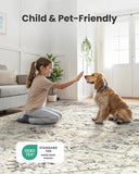 AMADA HOMEFURNISHING 8x10 Washable Area Rug, Low - Profile Large Area Rug with Non - Slip Backing &amp; Durable Edge Binding, Vintage Large Rugs for Living Room, Bedroom, Dinning Room - Homesidy.com