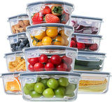 HOMBERKING 24pc Borosilicate Glass Food Storage Containers with Lids, Glass Meal Prep Containers with Leak Proof Snap Lock Lids, Airtight Bento Lunch Boxes, Kitchen Storage (12 lids &amp; 12 Containers) - Homesidy.com